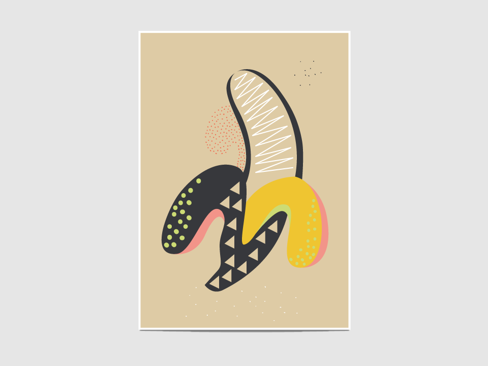 Banana - "Banana" print is inspired by the mid-20th century interior design.

It is an open edition print, not signed. If you would like my signature on your print, please tell me so.