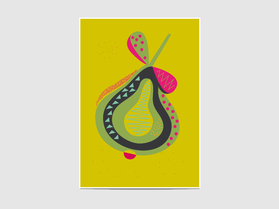 Pear - The "Pear" print is inspired by the mid-20th century interior design.

It is an open edition print, not signed. If you would like my signature on your print, please tell me so.